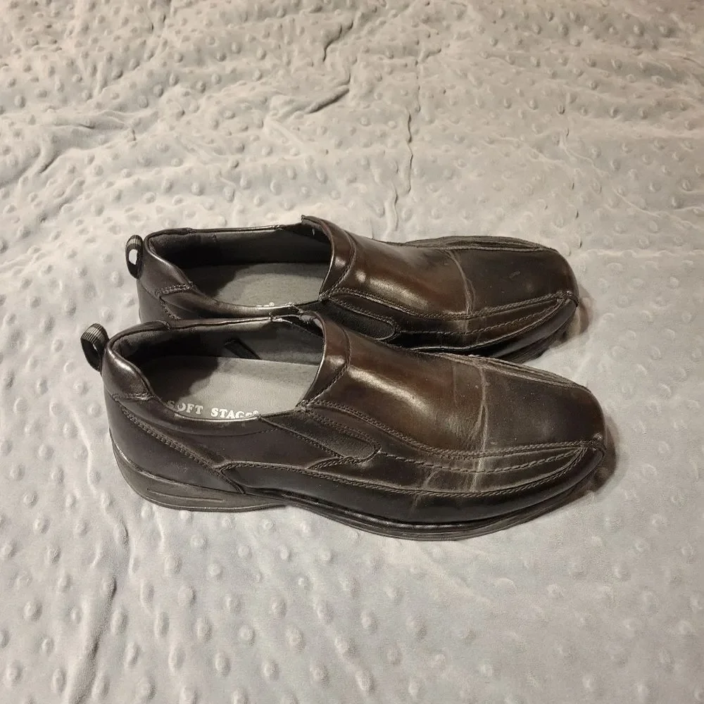 MENS SIZE 11 SOFT STAGS SLIP ON DRESS SHOES